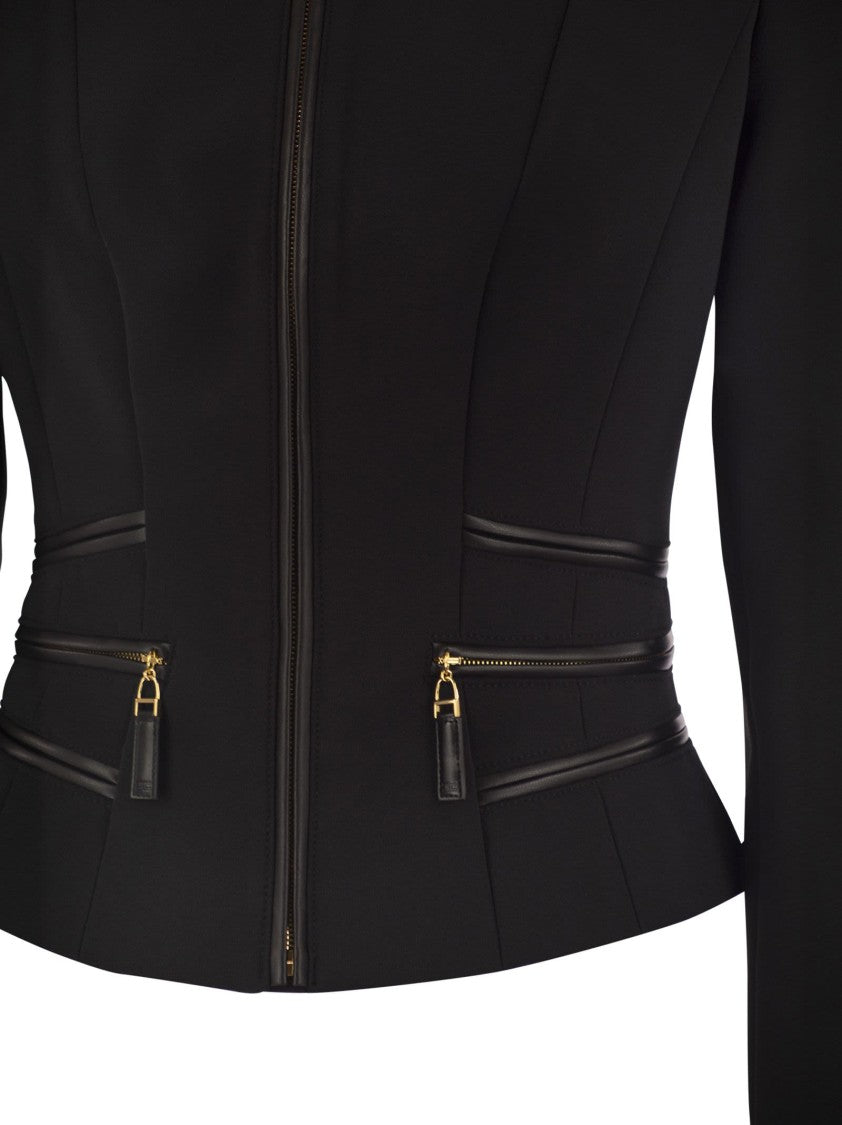 Elisabetta Franchi Double Crepe Jacket With Zip Details