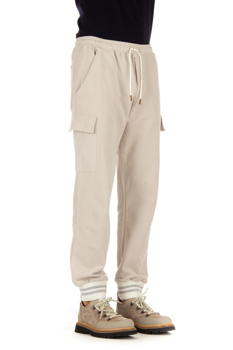 Eleventy Cargo-Style Sweatpants With Cashmere Accents And Adjustable Fit