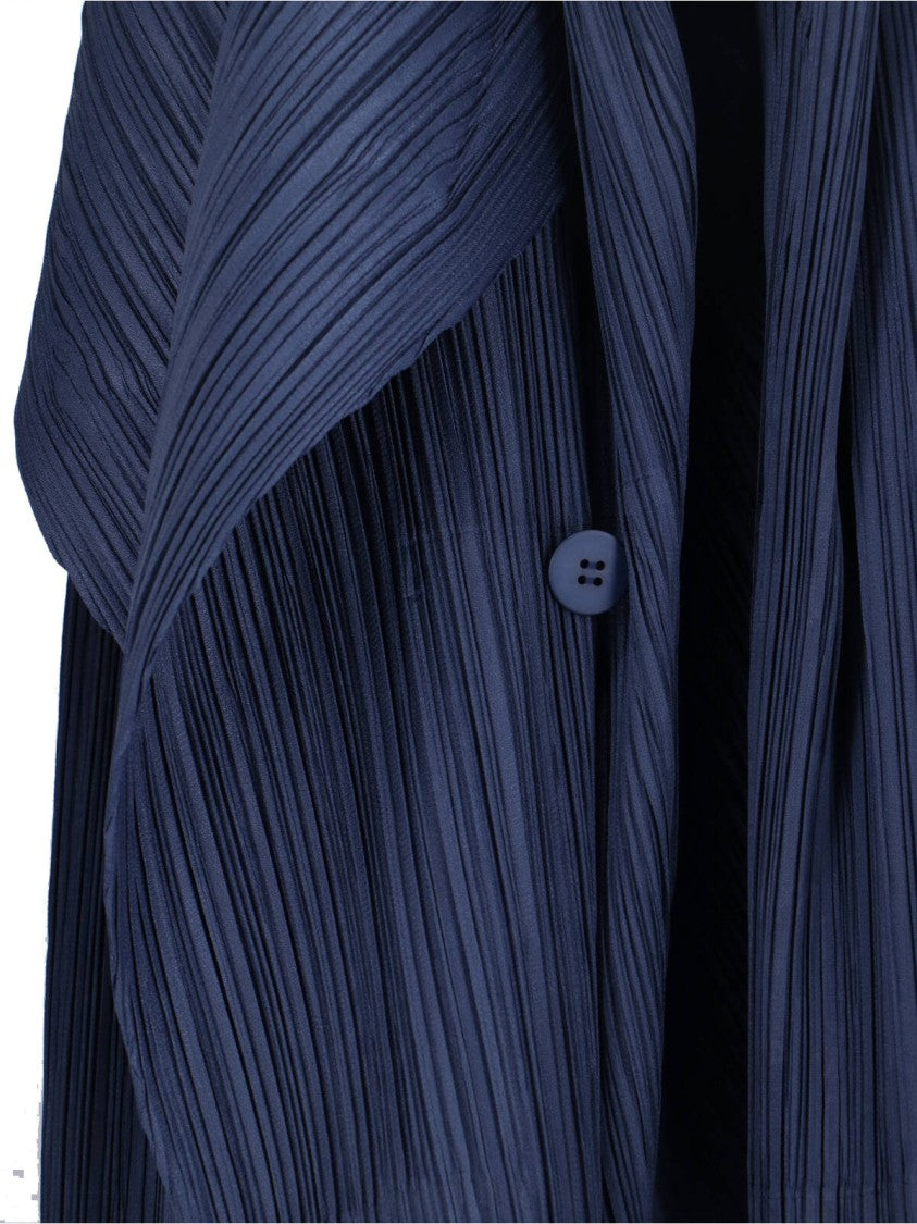 Pleats Please Navy Pleated Coat