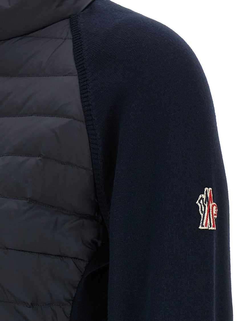 Moncler Grenoble Quilted Goose Feather Padded Cardigan With Stretch Viscose Blend Design