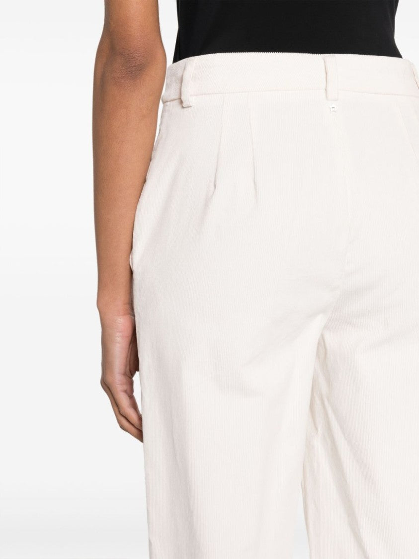 Lorena Antoniazzi Corduroy High-Waist Wide-Leg White Trousers