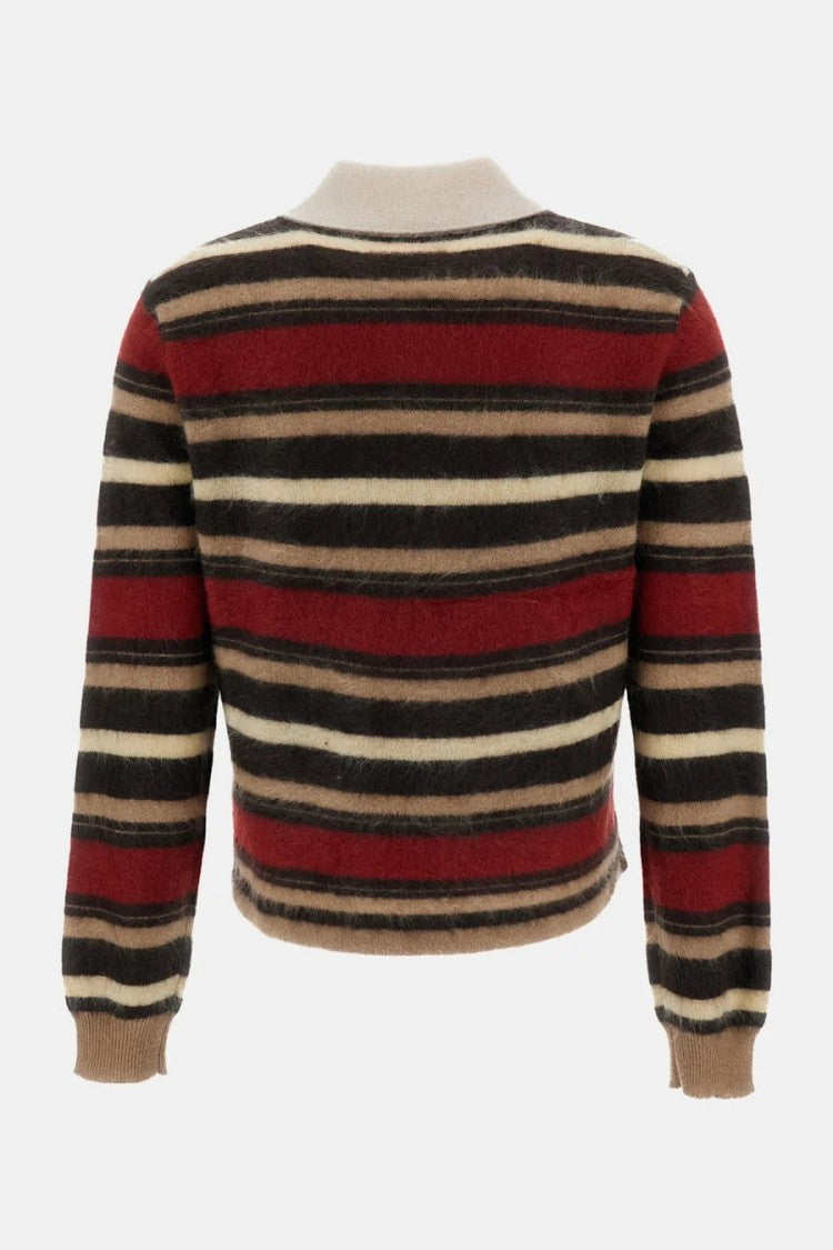 Guest In Residence Multicolor Grizzly Striped Cropped Rugby Cashmere Sweater