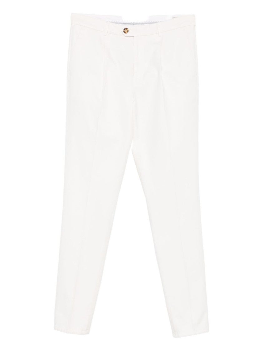 Brunello Cucinelli Tailored White Trousers With Classic Waistband