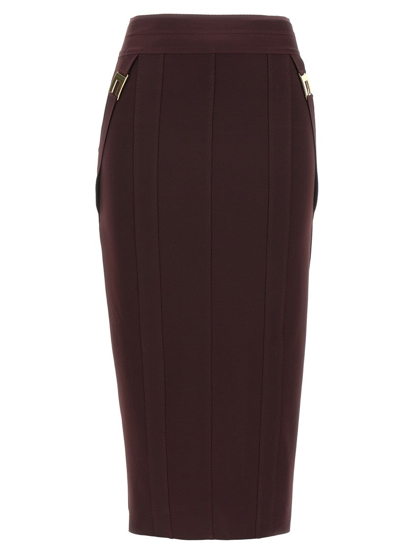 Elisabetta Franchi Corsetry-Inspired Midi Skirt With Zigzag Stitching