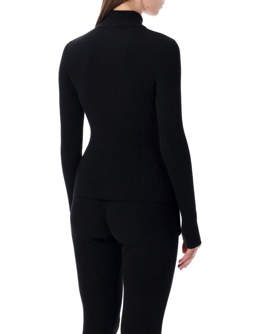 Courrèges Rib Knit Mock Neck Sweater