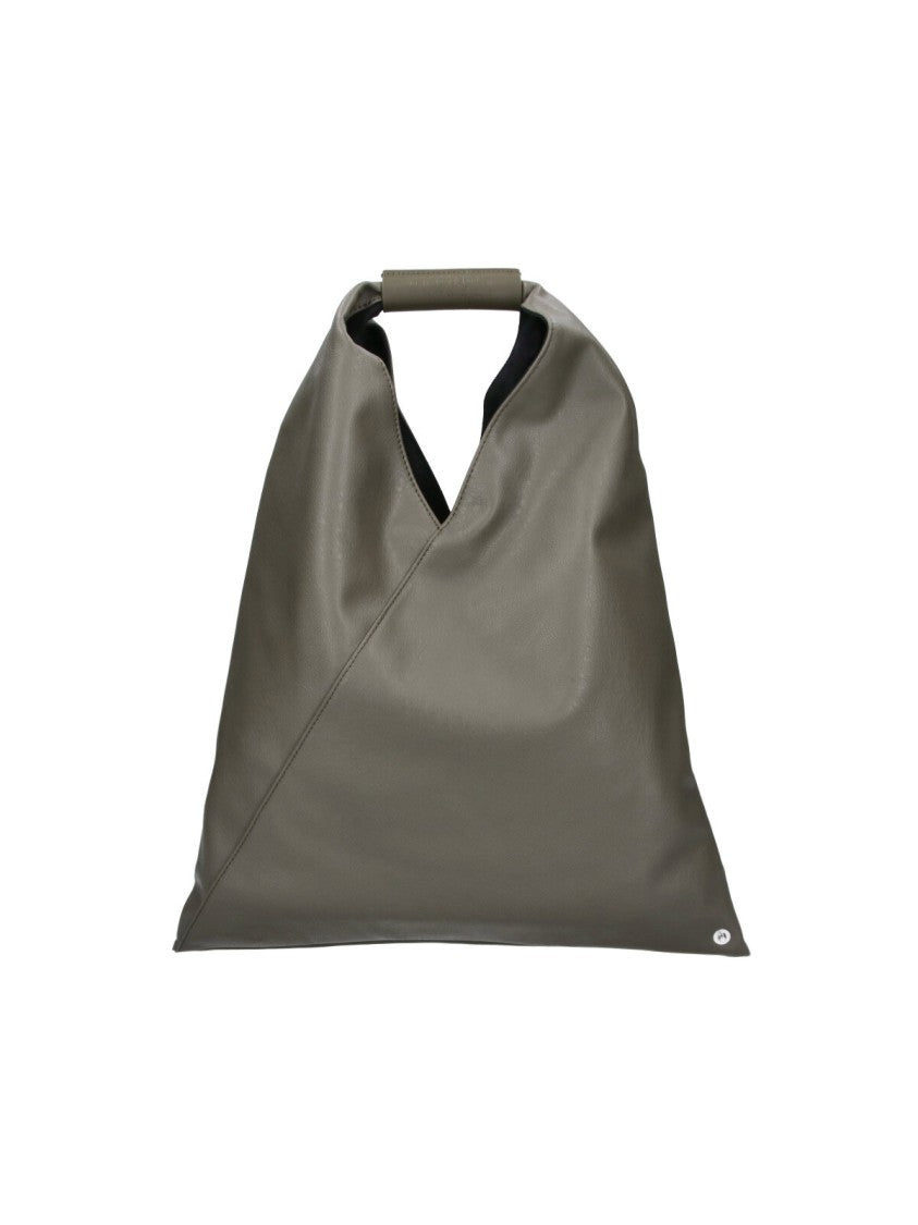 Mm6 By Maison Margiela Green Mini Japanese Faux Leather Triangular Tote Bag