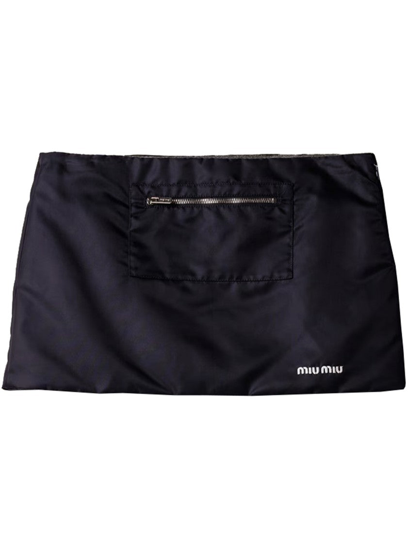 Miu Miu Black Sleek Short Skirt Logo Detail