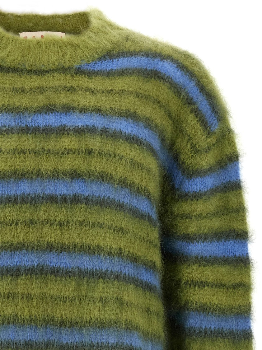 Marni Brushed Mohair Sweater With Multicolor Stripe Pattern
