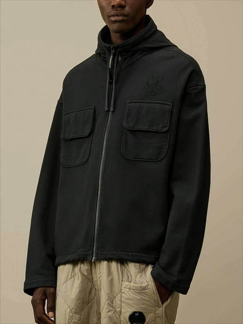 C.P. Company Relaxed Fit Cotton Jacket With Hood And Flap Pockets