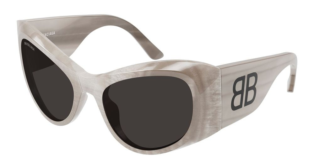 Balenciaga Grey Bold Logo Detail Oversized Rounded Sunglasses