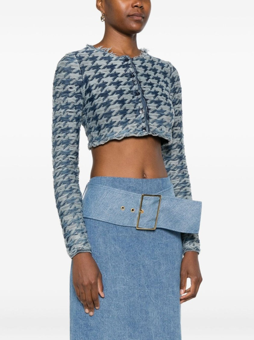 Diesel Cropped Blue Houndstooth Top