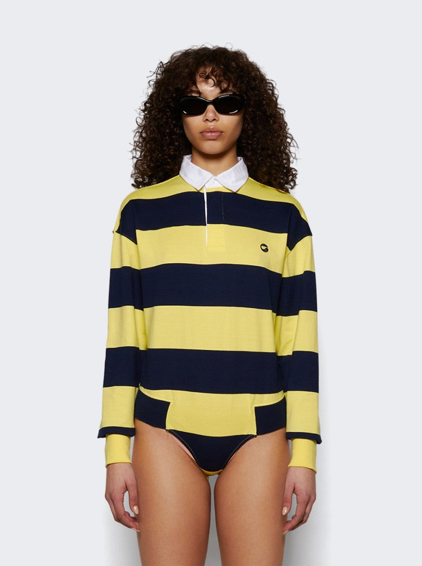 Coperni Striped Polo Bodysuit Yellow And Blue