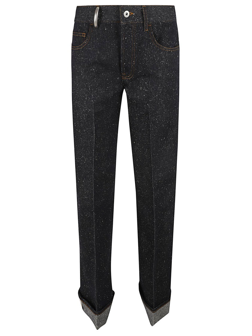 Burberry Straight-Leg Blue Trousers With Subtle Texture