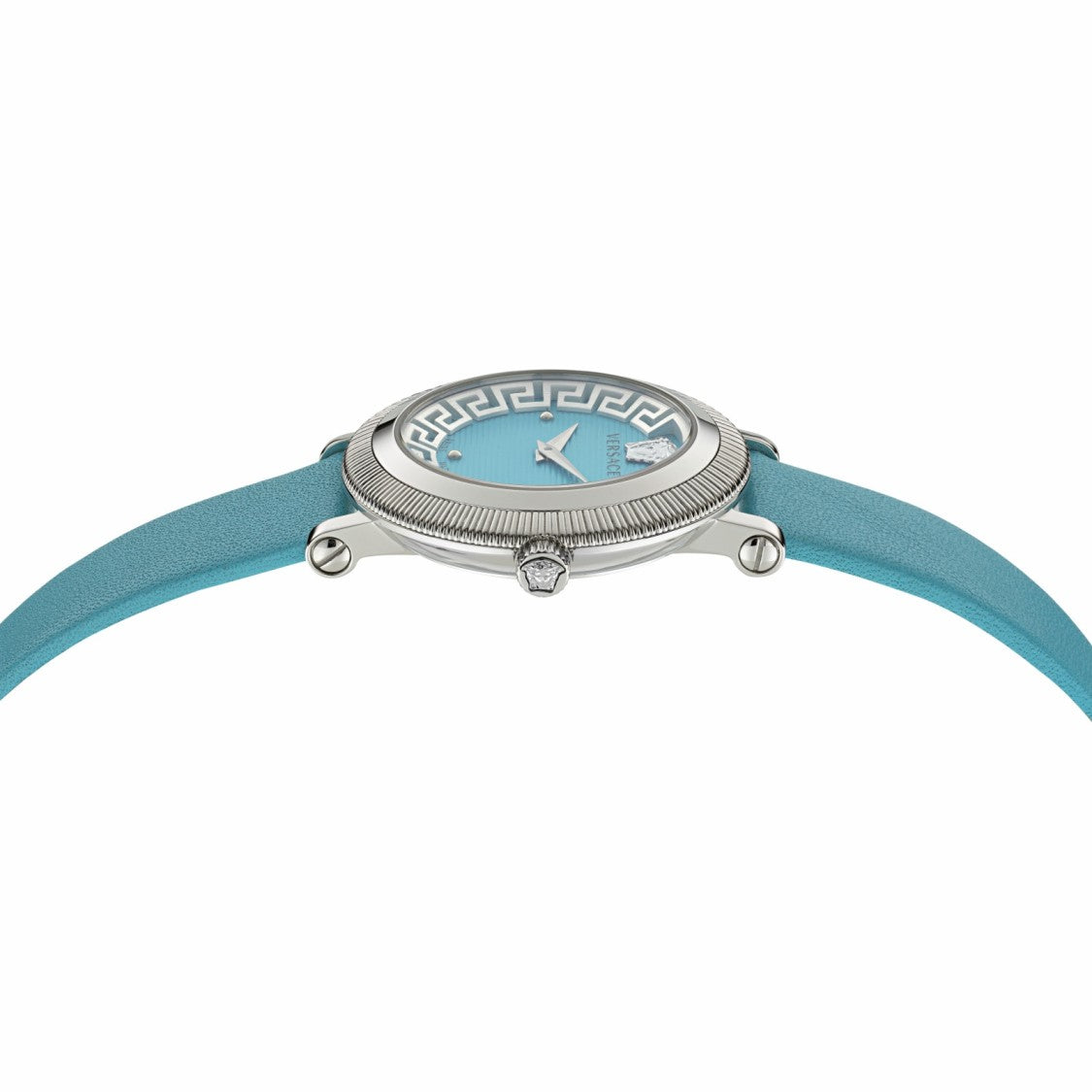 Versace Quartz Timepiece With Greca Motif And Medusa Detail