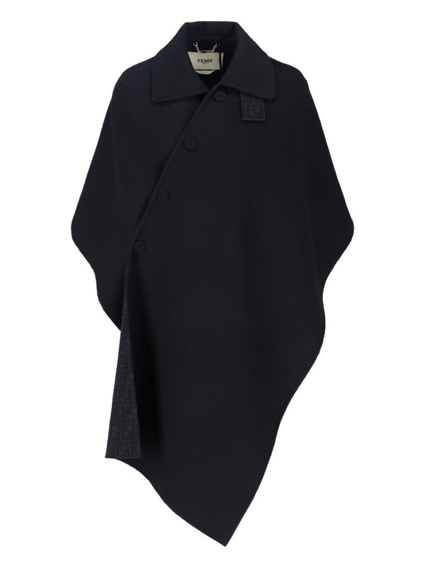 Fendi “Ff” Wool Cape – Black