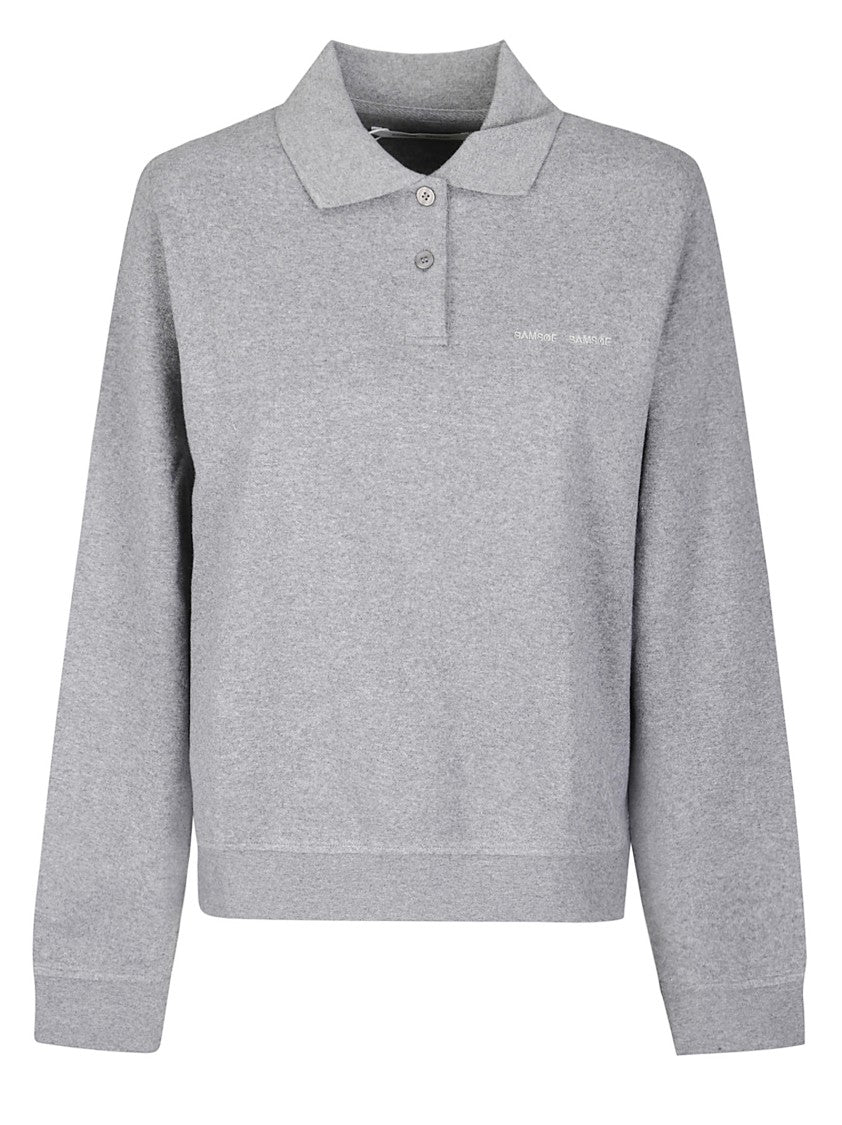 Samsoe Samsoe Heather Grey Long-Sleeve Polo Shirt