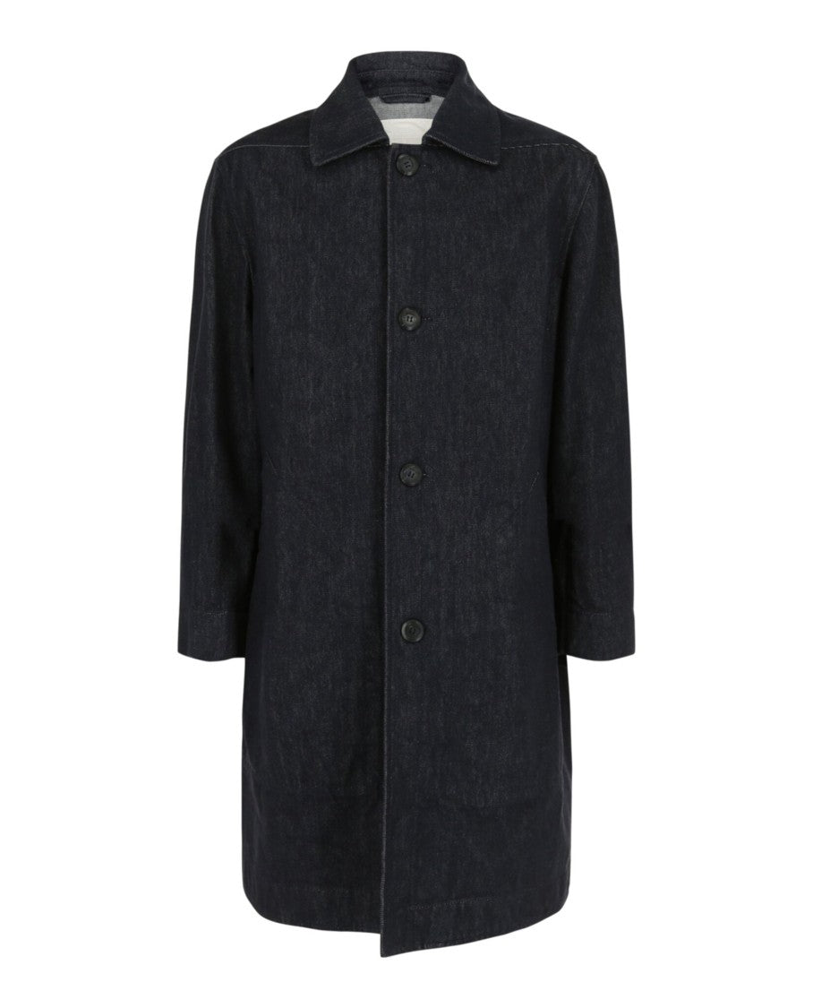 Ferragamo Dark Wash Denim Jacket With Button Closure