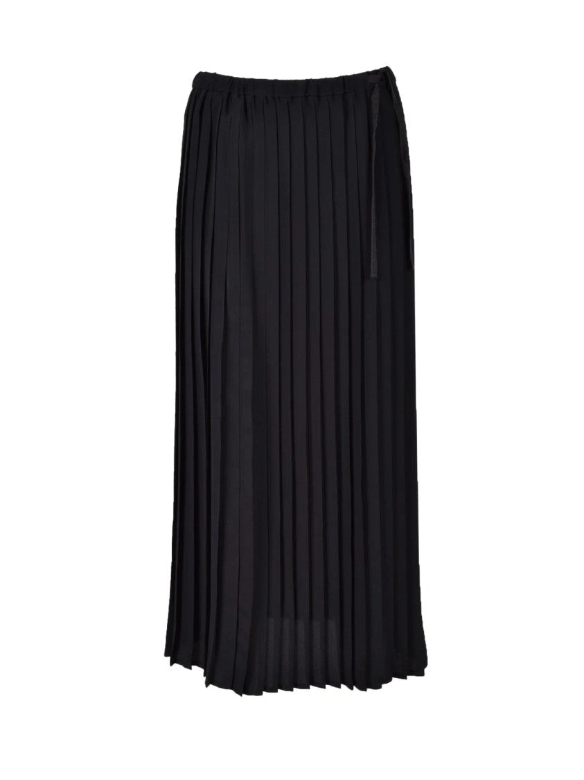 19.61 Milano Black Pleated Acetate-Silk Blend Mini Skirt