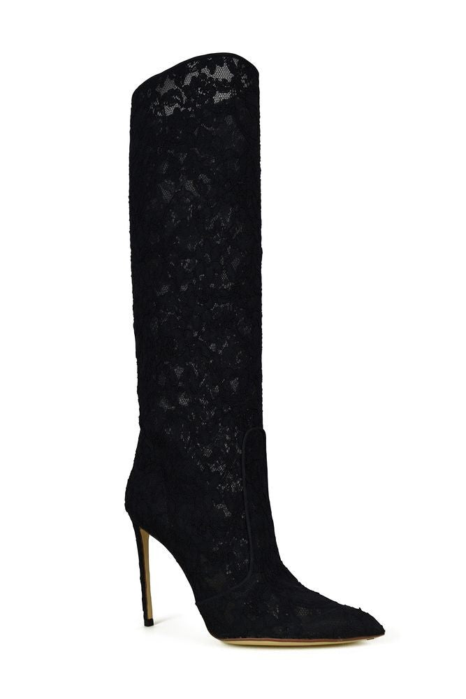 Francesco Russo Stiletto Lace Boots With Transparency Detail