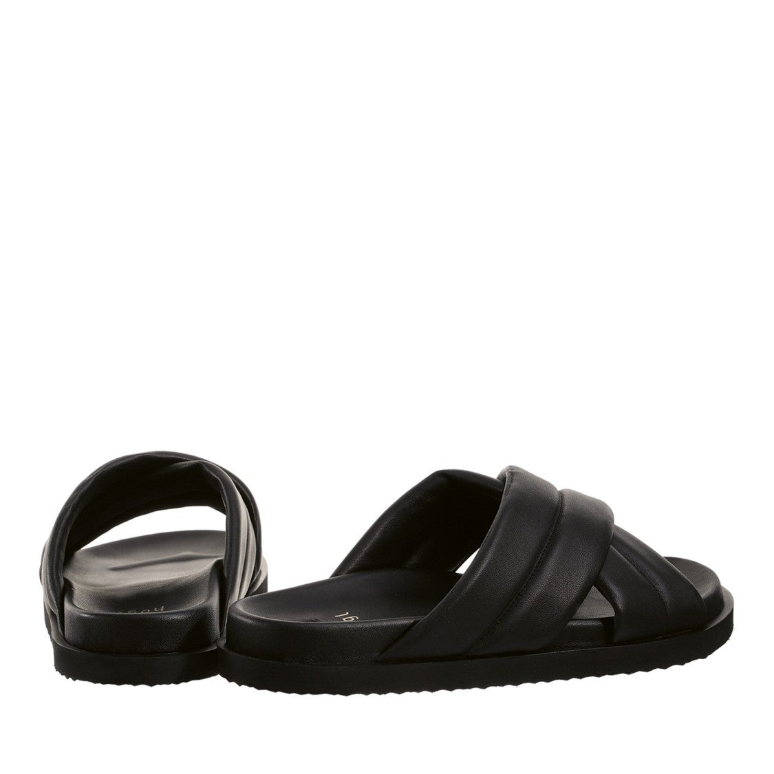 Högl Black Tessa Padded Crisscross Leather Slippers