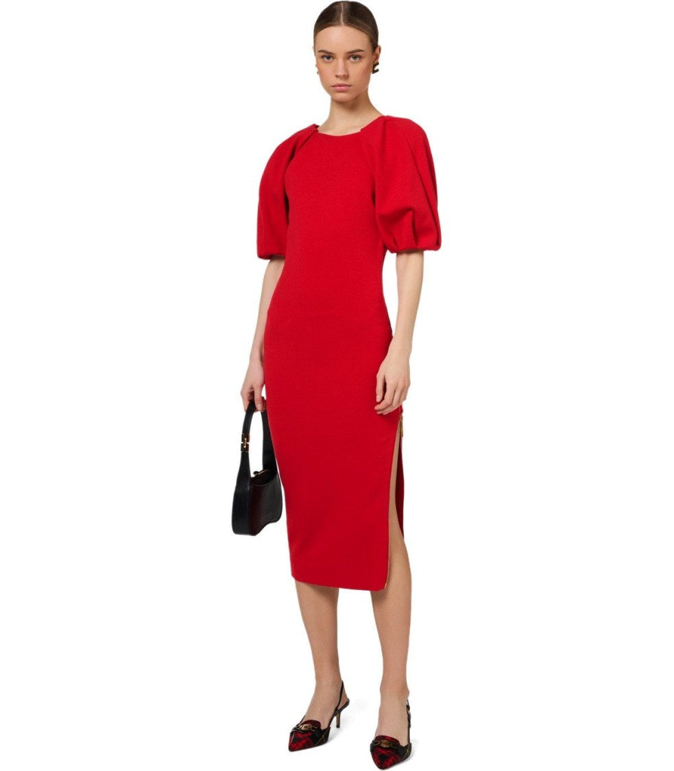Elisabetta Franchi Red Passion Knitted Midi Dress