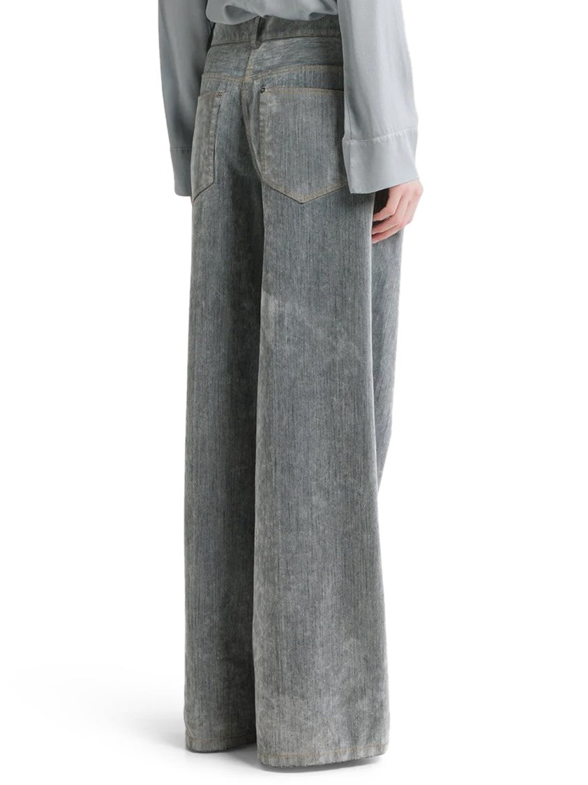 Forte Forte Textured Flock Denim Wide-Leg Trousers With Five-Pocket Design