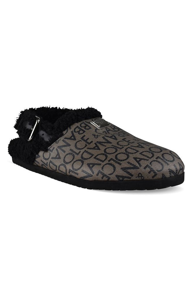 Dolce & Gabbana Beige Brown Canvas Mules