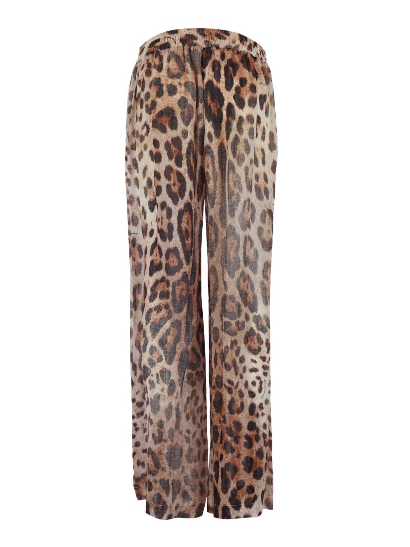 Ermanno Scervino Wide Leg Leopard Straight-Leg Pants