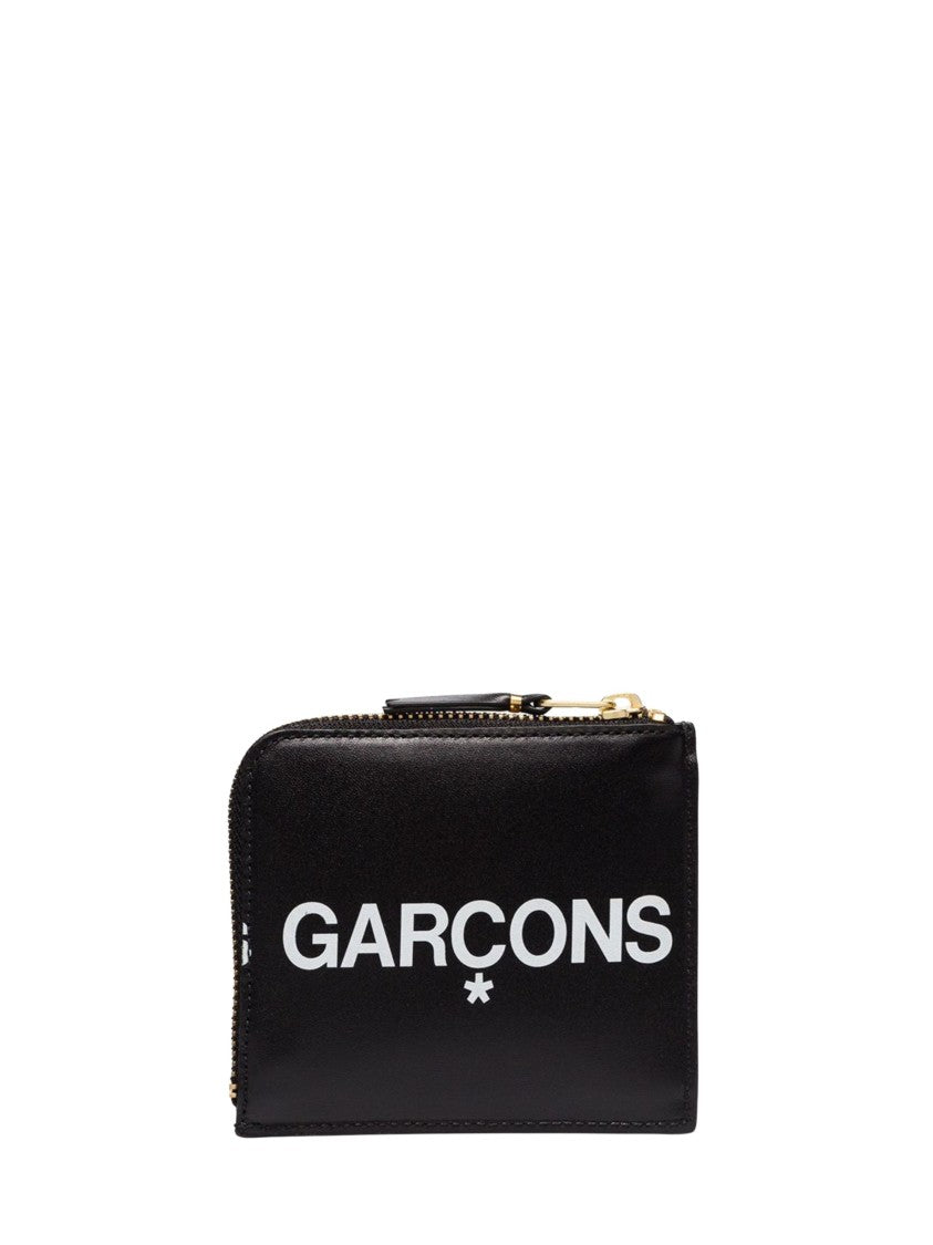 Comme Des Garçons Black Huge Logo Leather Wallet
