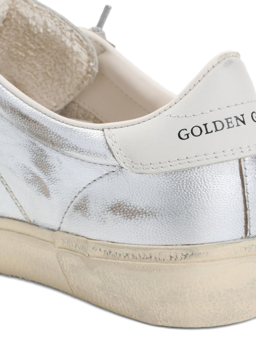 Golden Goose Silver Low-Top Metallic Rubber Sole Sneakers