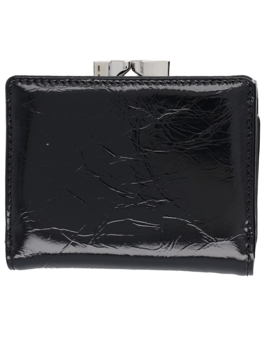 Vivienne Westwood Black Compact Calfskin Leather Wallet
