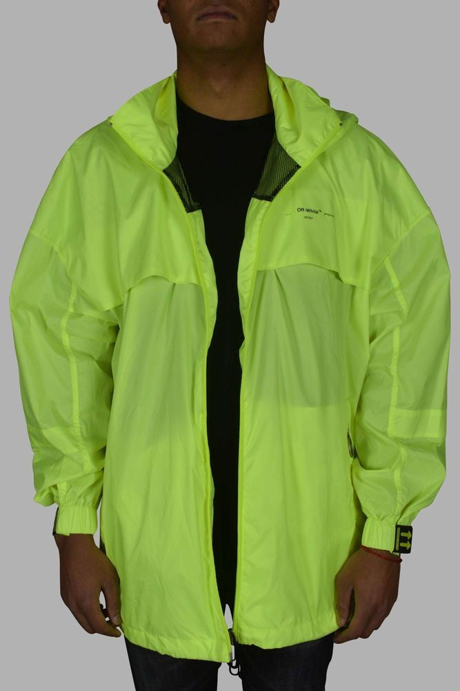 Off-White Fluorescent Yellow Windbreaker With Zippered Pockets