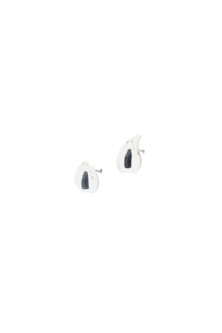 Bottega Veneta Curved Silver Earrings With Polished Reflective Surface