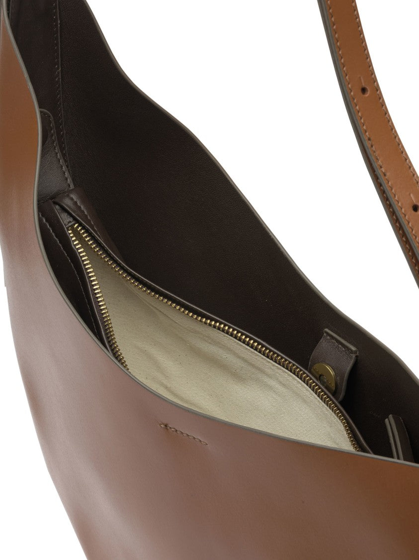 Soeur Crescent-Shaped Leather Shoulder Bag With Adjustable Strap