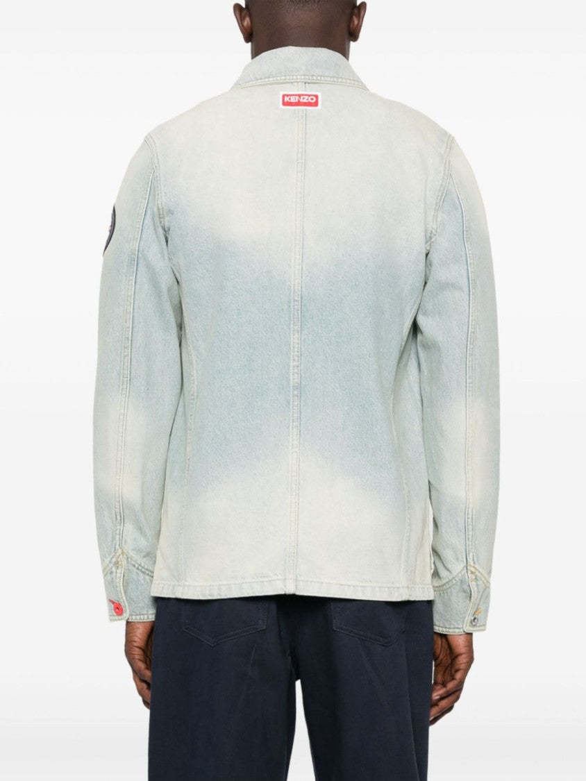 Kenzo Light Blue Washed Denim Patchwork Jacket
