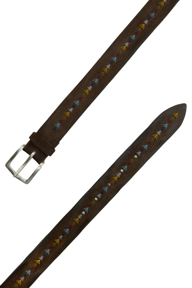 Orciani Embroidered Suede Leather Casual Belt