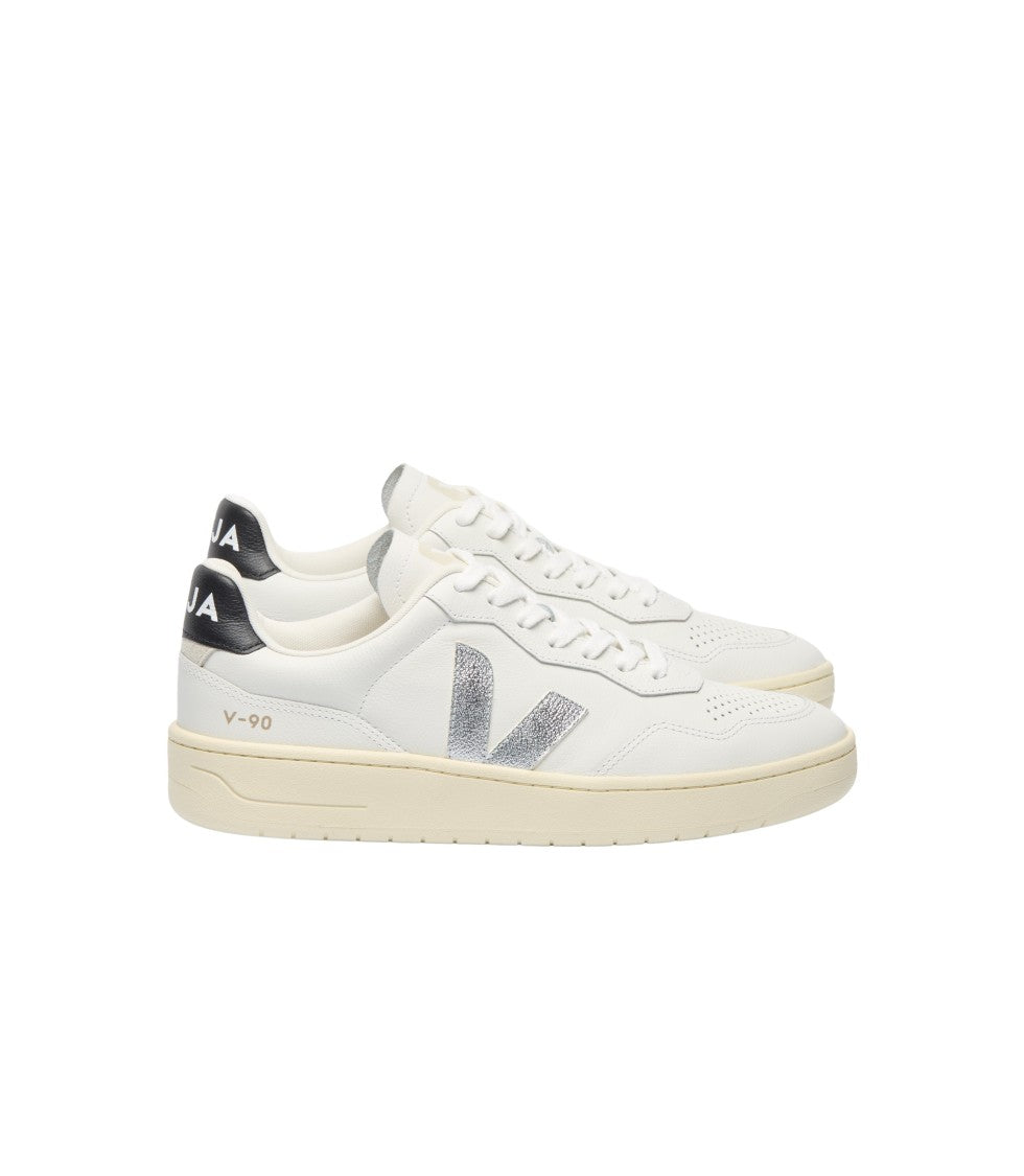 Veja V-90 Low-Top Sneakers In Organic Traced Leather