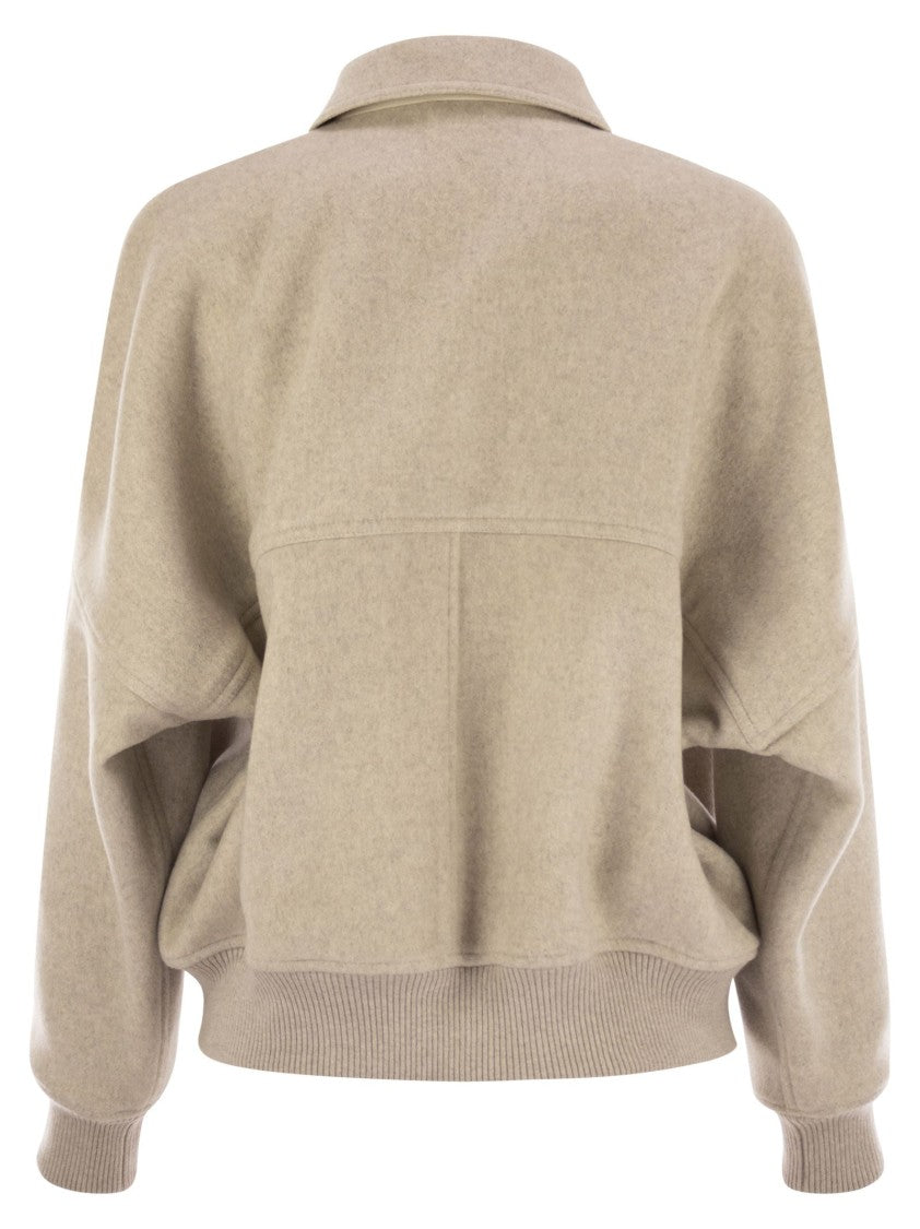 Brunello Cucinelli Double Cashmere And Wool Cloth Bomber Jacket