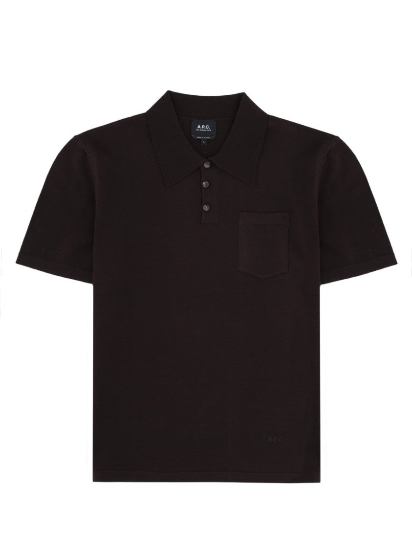 A.P.C. Black Three-Button Chest Pocket Cotton Polo Shirt