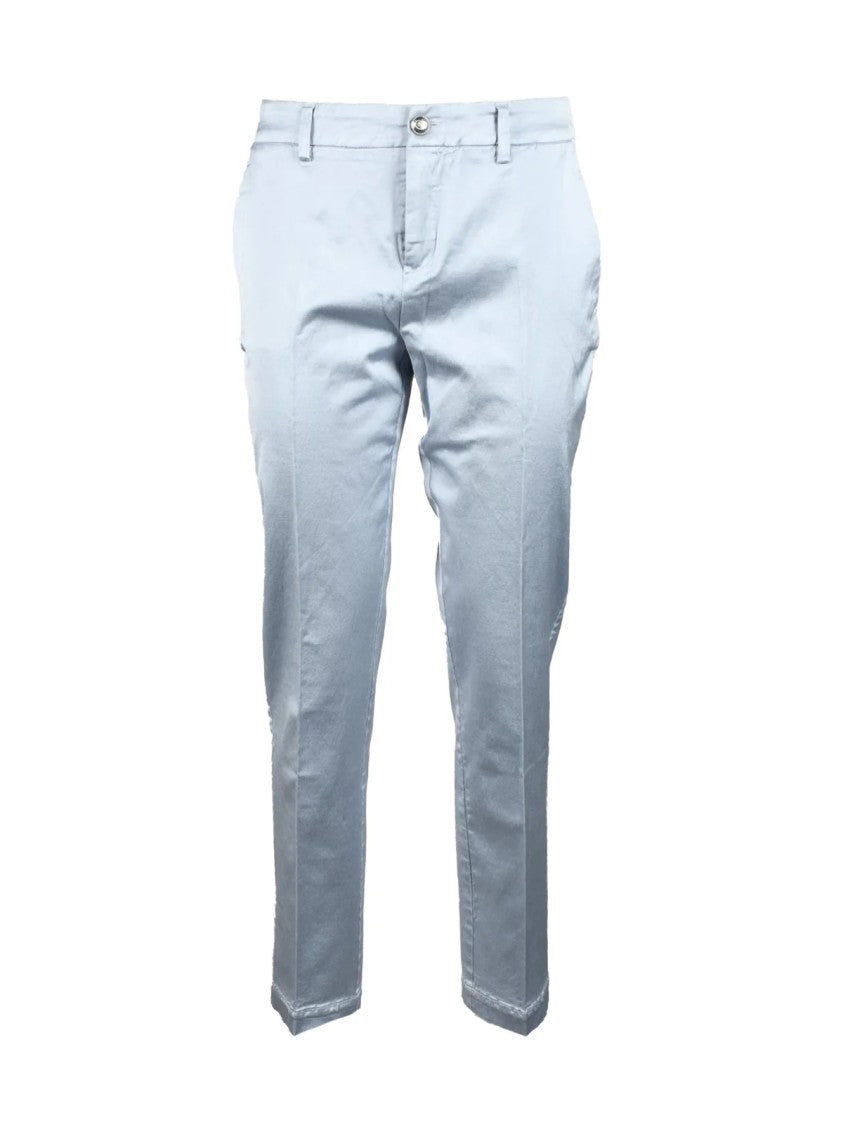 Guess Light Blue Tailored Cotton-Blend Stretch Pants