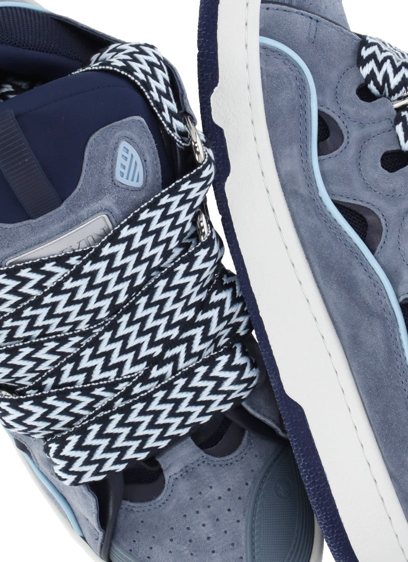 Lanvin Blue Curb Leather Sneakers