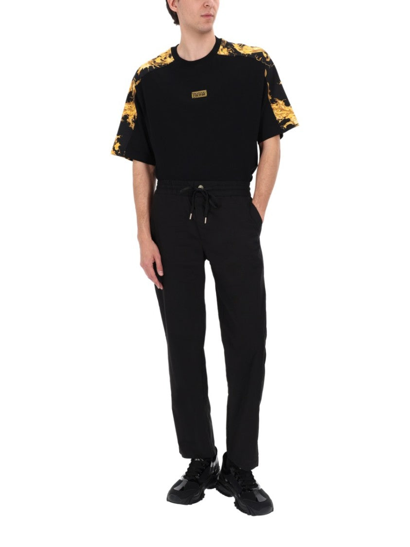 Versace Jeans Couture Black Cotton Elastic Waistband Sweatpants