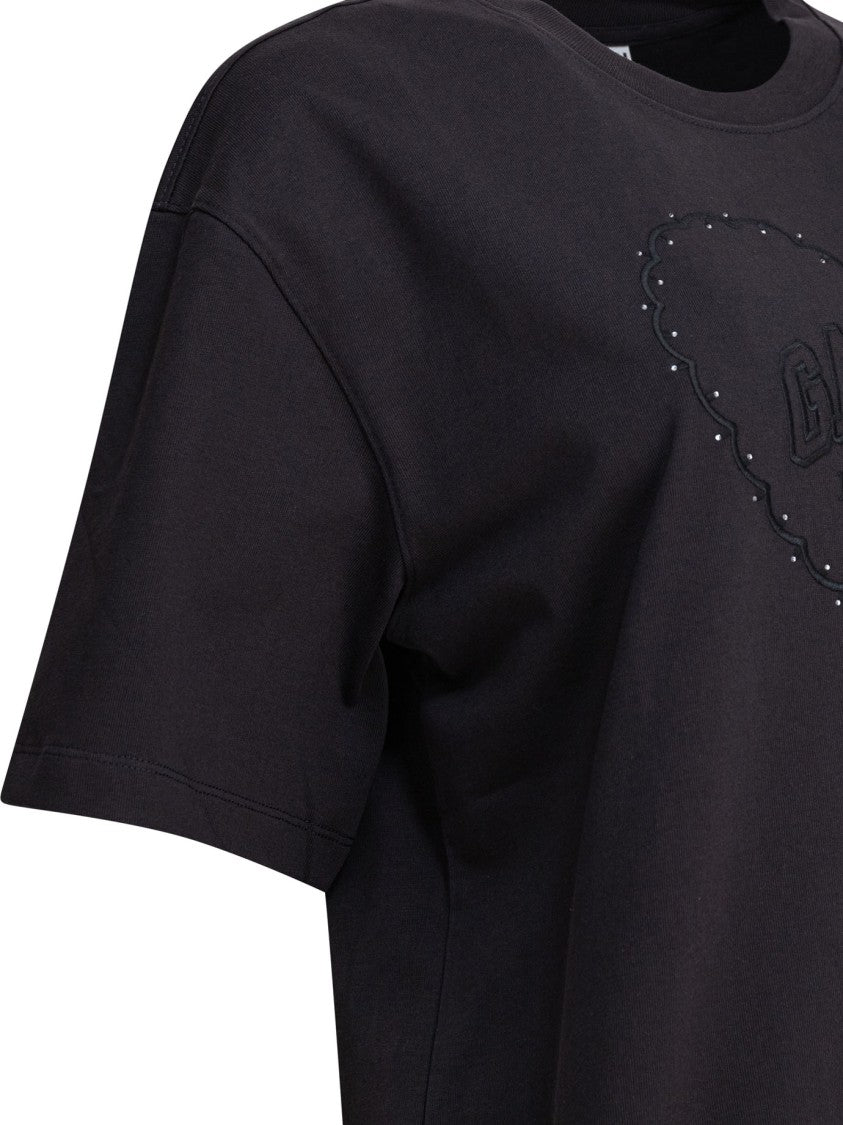 Ganni Heavy Cotton Drop Shoulder Heart T-Shirt