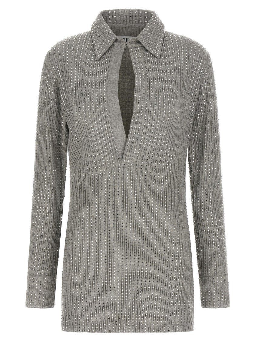 The Attico Ribbed Stretch Cotton Mini Dress