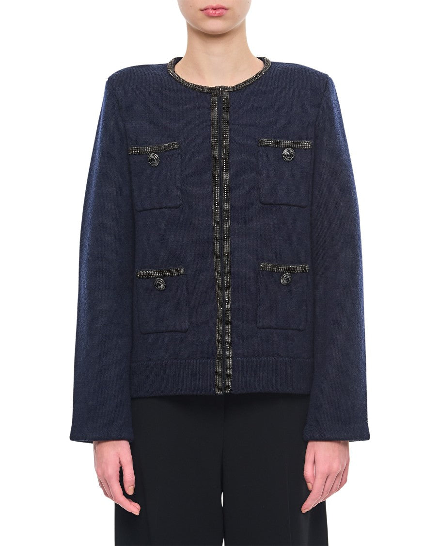 Self-Portrait Embellished Knit Cardigan