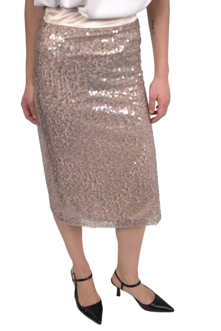 Peserico Beige Crepe Midi Skirt