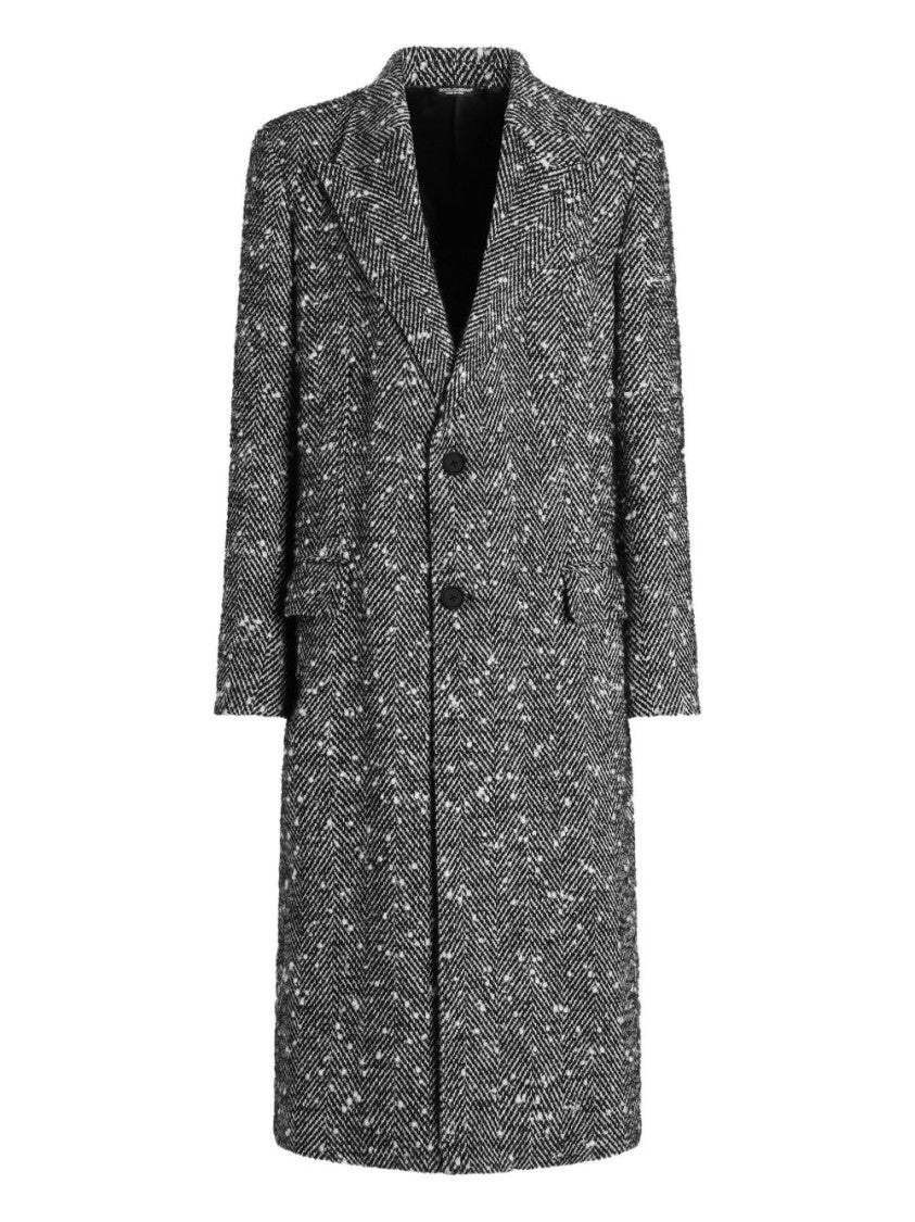 Dolce & Gabbana Herringbone Pattern Coat With Wide Lapels