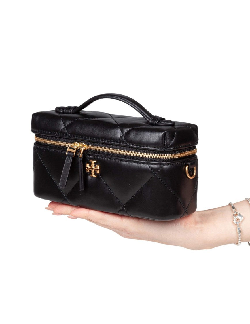 Tory Burch Kira Diamond Quilted Leather Jewelry Case, Black