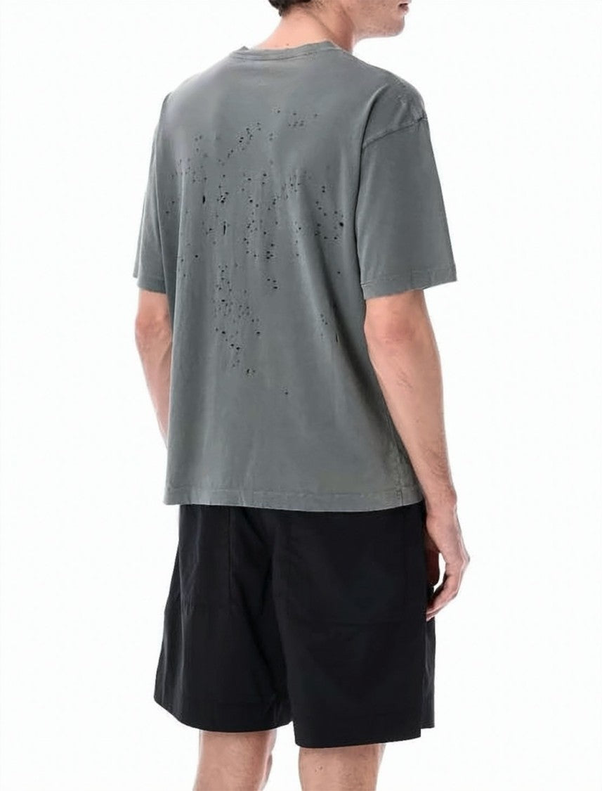 Satisfy Relaxed Fit Distressed Grey Organic Cotton T-Shirt