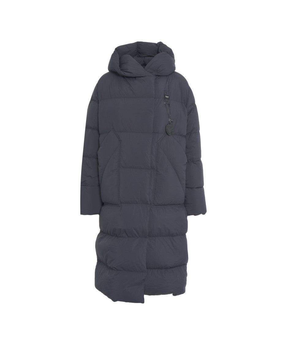 Blauer Maxi-Length Padded Coat With Voluminous Silhouette And Cozy Hood
